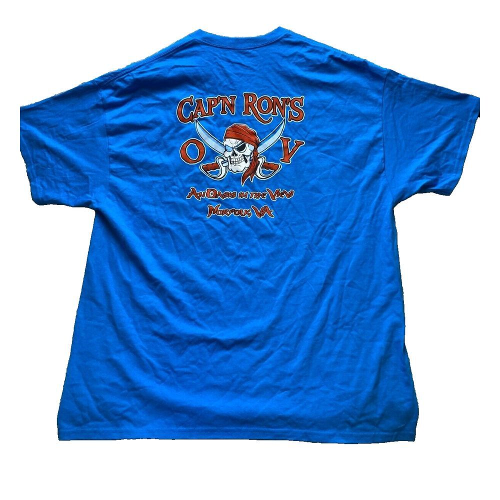Cap'n Rons Shirt Adult 2XL Blue Pirate‎ Skull Oasis in the View Norfolk VA Mens